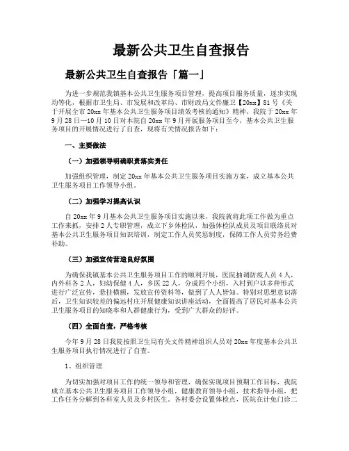 公共卫生自查报告
