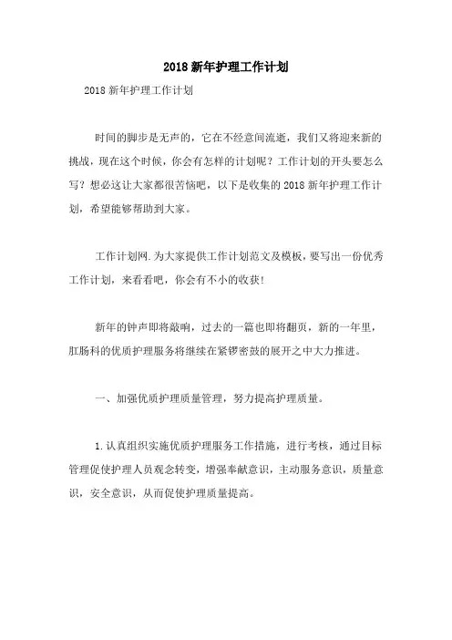 2018新年护理工作计划