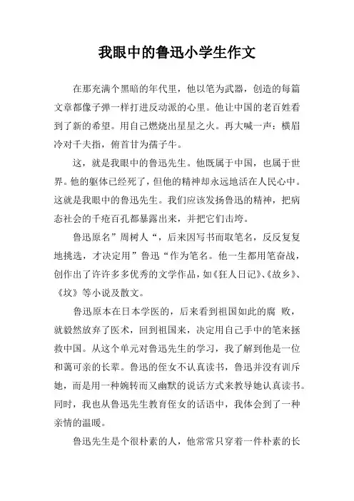 我眼中的鲁迅小学生作文