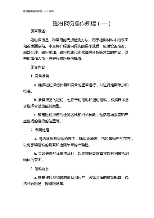 磁粉探伤操作规程(一)2024
