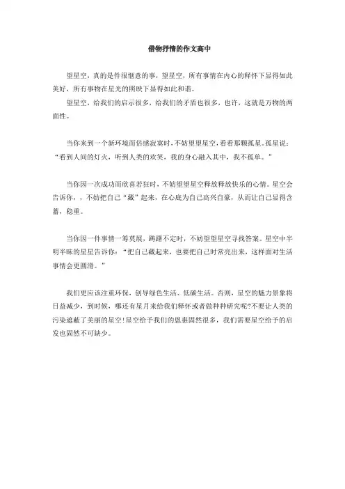 借物抒情的作文高中