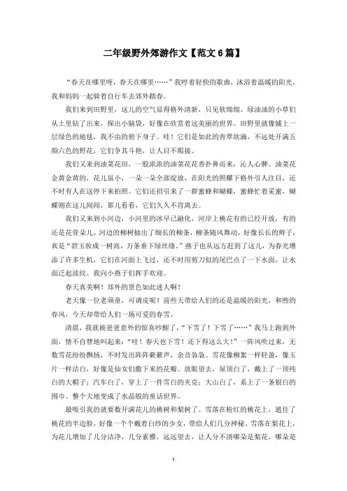 精选二年级野外郊游作文【范文6篇】