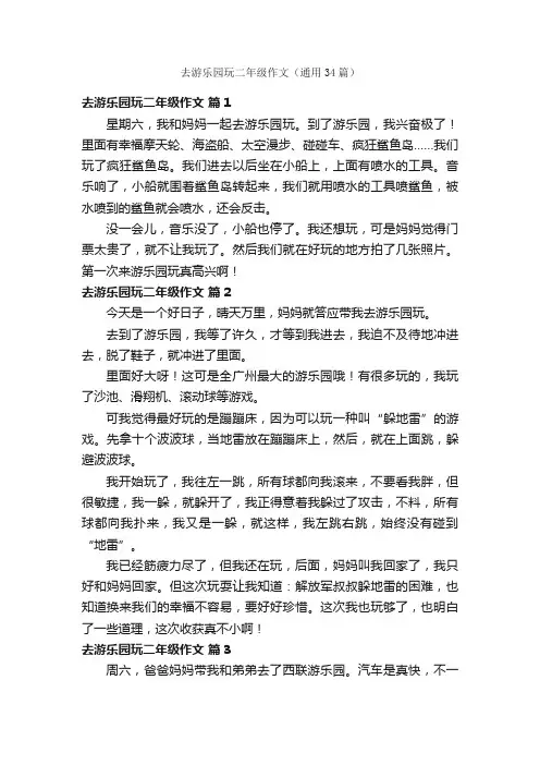 去游乐园玩二年级作文（通用34篇）