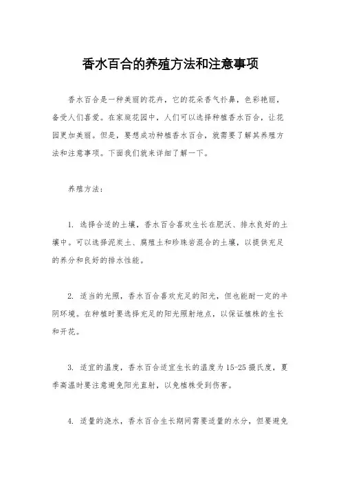 香水百合的养殖方法和注意事项