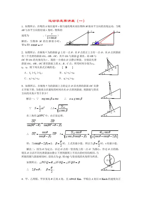 物理竞赛讲义三运动学
