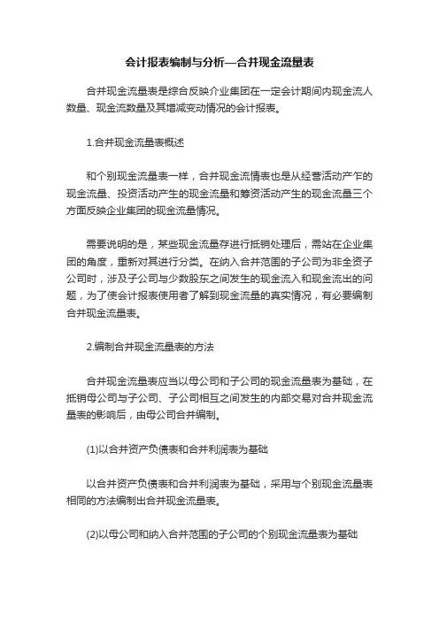 会计报表编制与分析—合并现金流量表