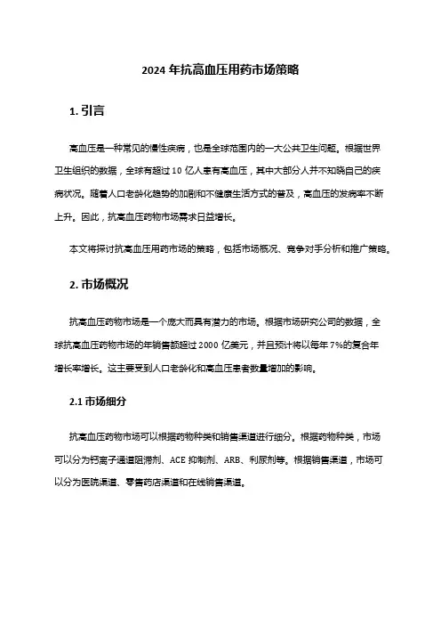 2024年抗高血压用药市场策略
