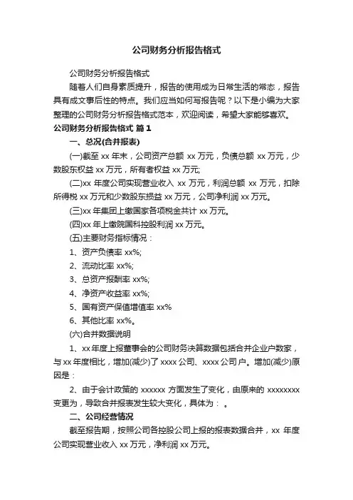 公司财务分析报告格式