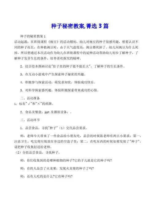 种子秘密教案,菁选3篇