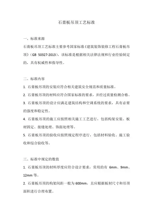 石膏板吊顶工艺标准