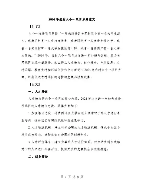 2024年农村六个一项目方案范文(二篇)