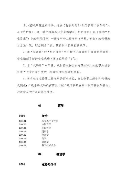 研究生专业代码