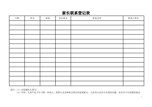 幼儿园十六种表格