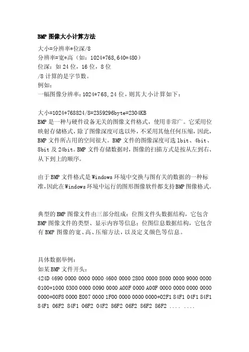 bmp图像大小计算方法[精品]
