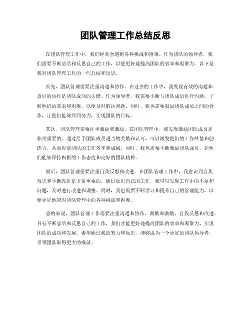 团队管理工作总结反思