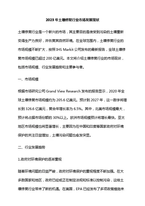 2023年土壤修复行业市场发展现状