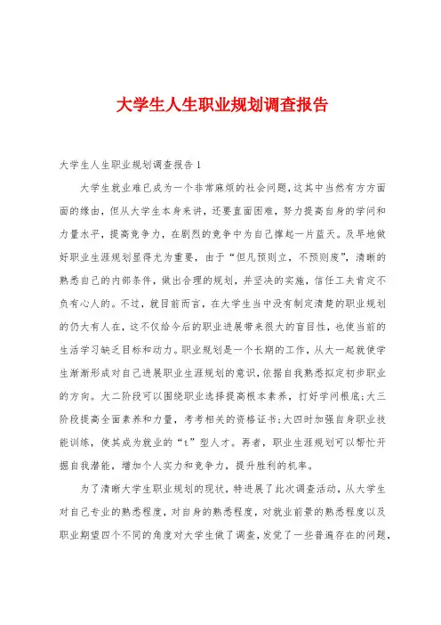 大学生人生职业规划调查报告