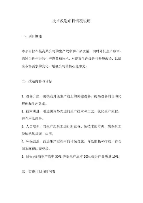 技术改造项目 情况说明范文