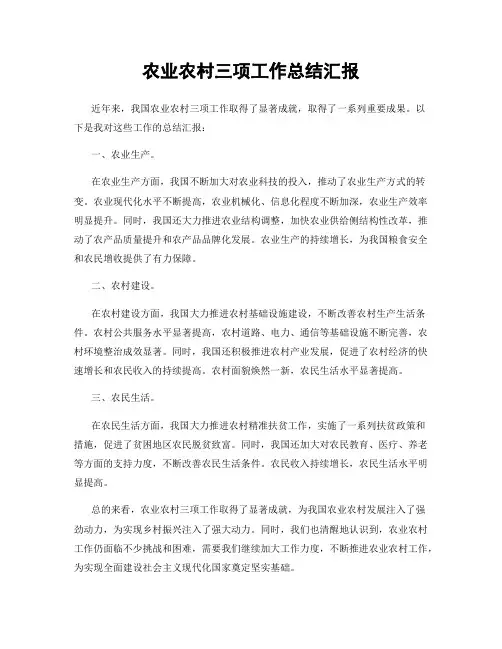 农业农村三项工作总结汇报
