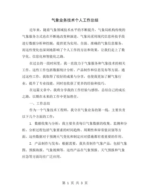 气象业务技术个人工作总结
