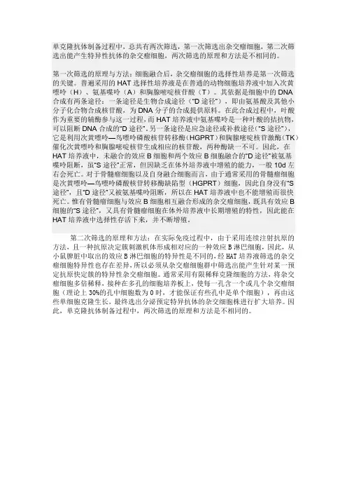 融合细胞HAT筛选原理