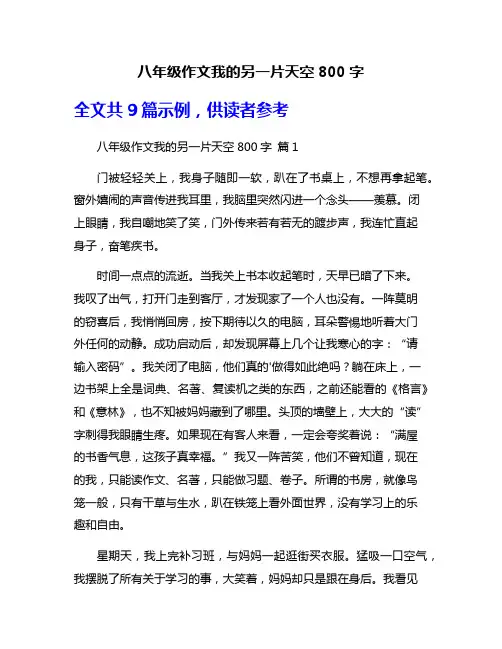 八年级作文我的另一片天空800字