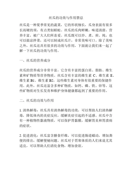 丝瓜的功效与作用禁忌