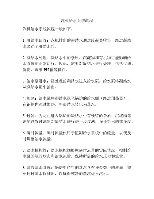 汽机给水系统流程