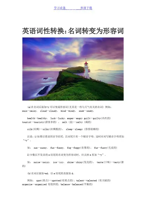 英语词性转换：名词转变为形容词