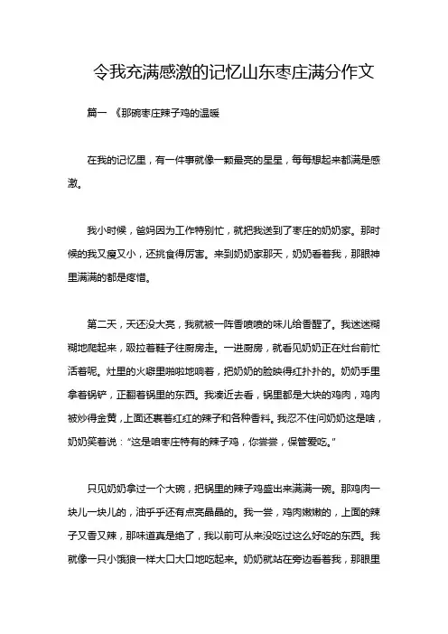 令我充满感激的记忆山东枣庄满分作文