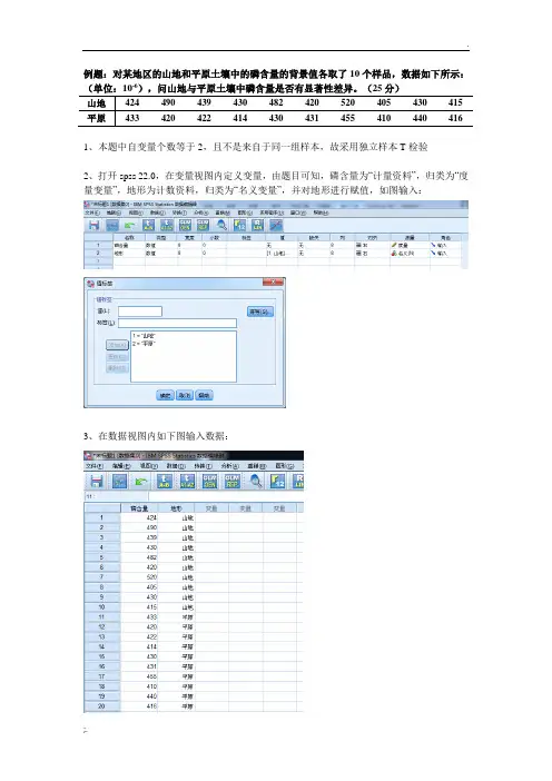 spss操作独立样本T检验模板