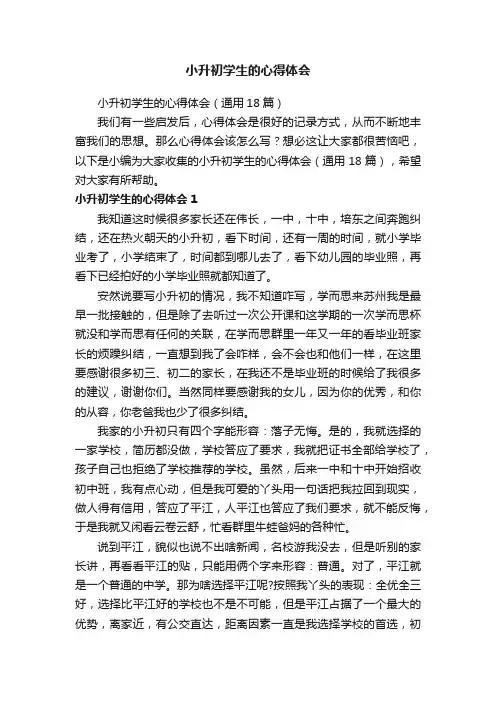 小升初学生的心得体会（通用18篇）