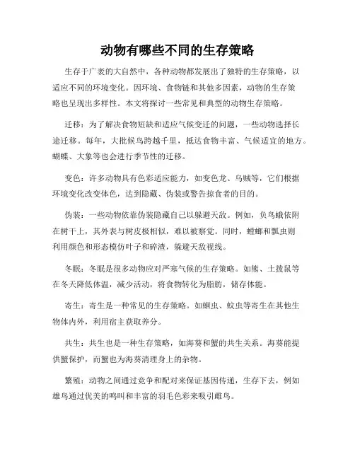 动物有哪些不同的生存策略