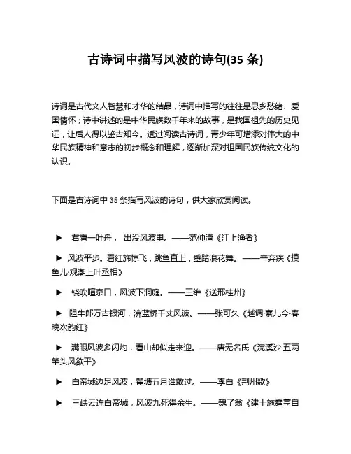古诗词中描写风波的诗句