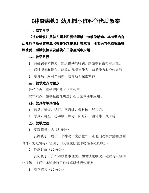 《神奇的磁铁》幼儿园小班科学优质教案