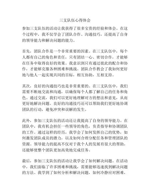 三支队伍心得体会