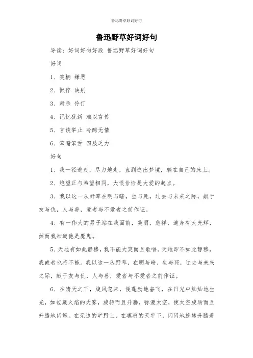 鲁迅野草好词好句