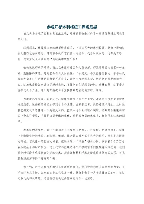 参观江都水利枢纽工程观后感