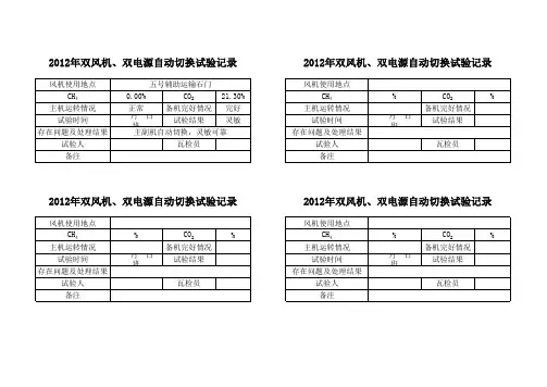 双风机切换试验记录
