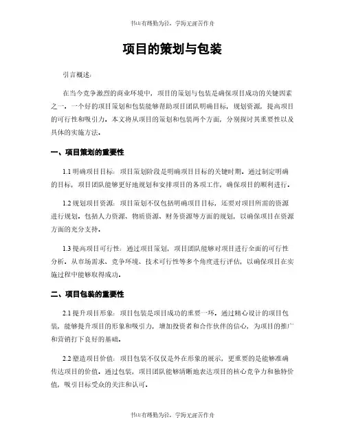 项目的策划与包装