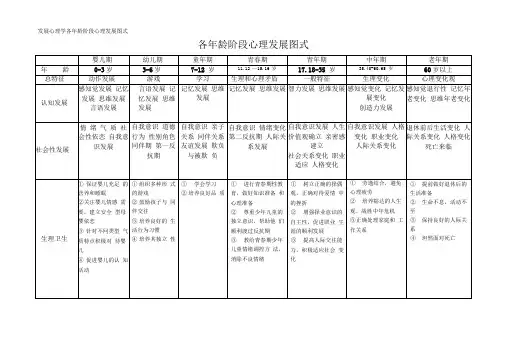 发展心理学各年龄阶段心理发展图式