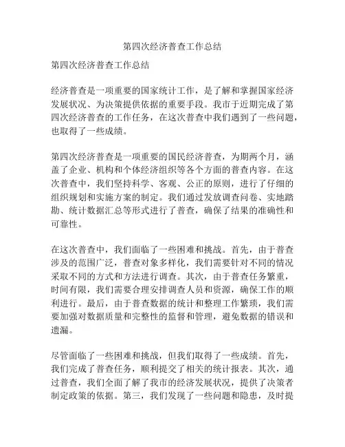 第四次经济普查工作总结