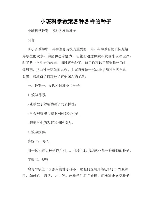 小班科学教案各种各样的种子