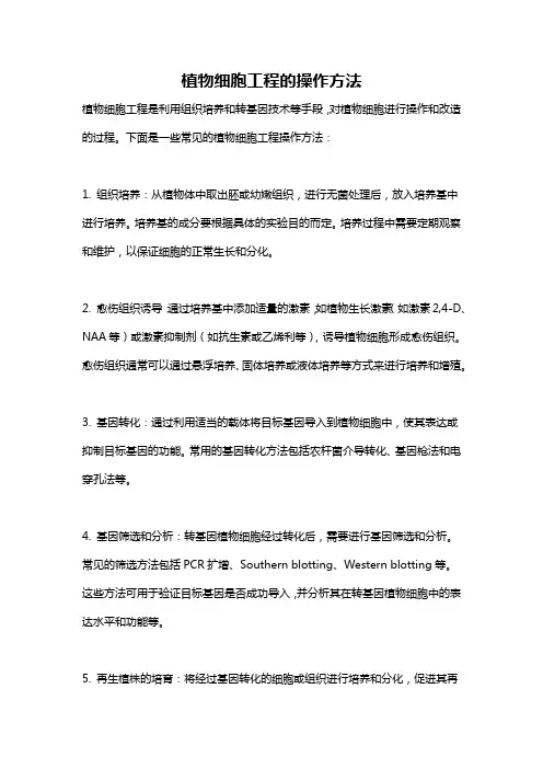 植物细胞工程的操作方法