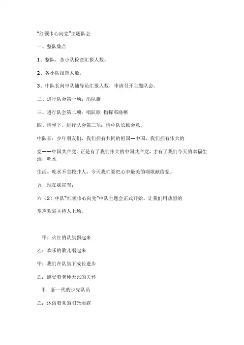 《红领巾心向党》主题中队会