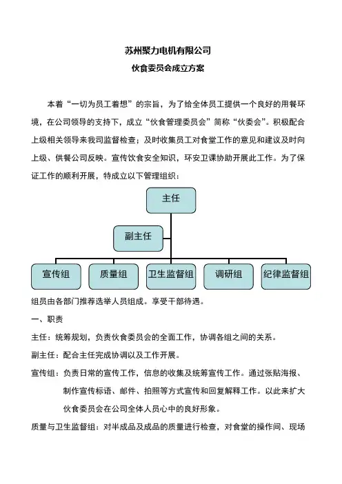 伙食委员会成立方案