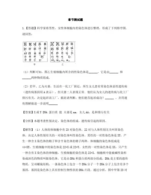 初中生物河北少儿版八年级下册第六单元 生物的繁衍和发展第一节 遗传-章节测试习题(8)