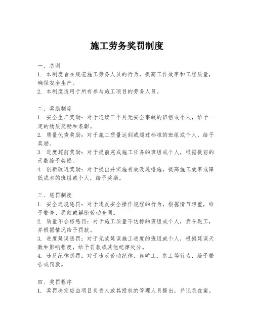 施工劳务奖罚制度