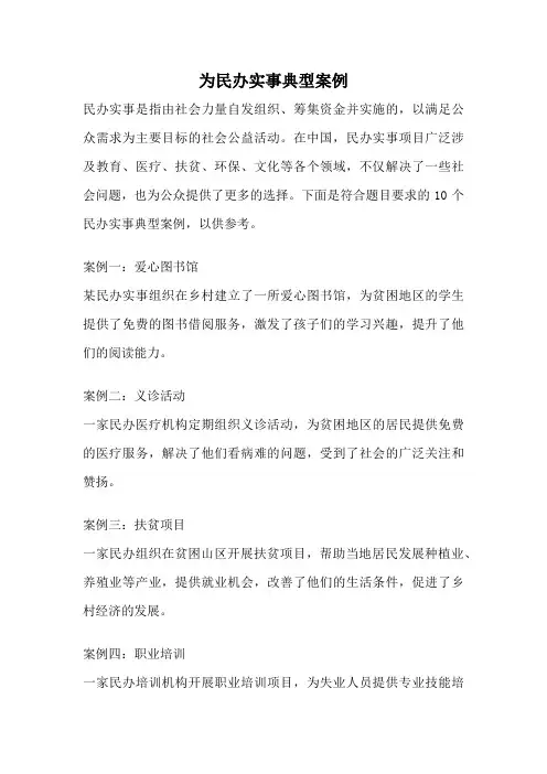 为民办实事典型案例