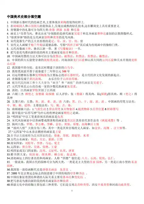 中国美术史部分填空题